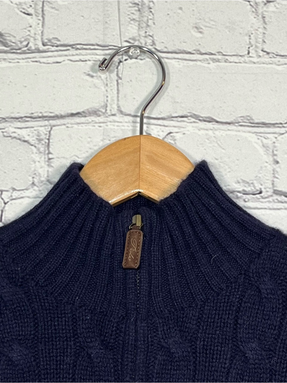 Polo Ralph Lauren 1/4 Zip Cable Knit Lambs Wool Sweater Mens Size Medium Blue - Picture 4 of 13